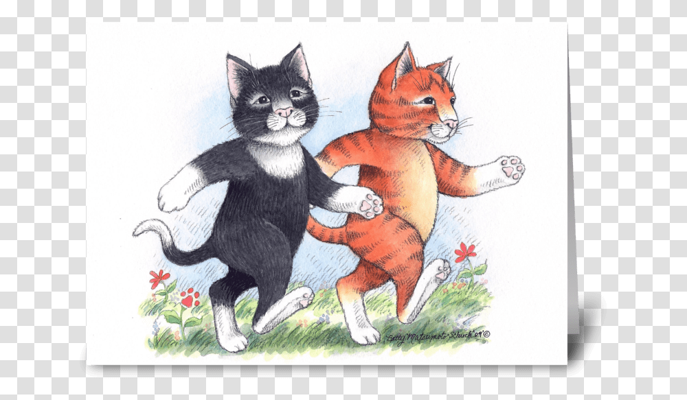 Walking Cat Buddies Friendship Cartoon, Pet, Mammal, Animal, Outdoors Transparent Png