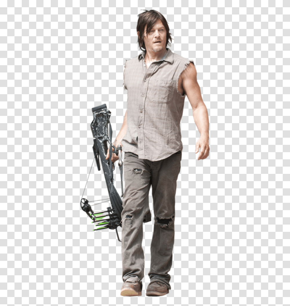 Walking Dead Daryl, Person, Pants, Chair Transparent Png