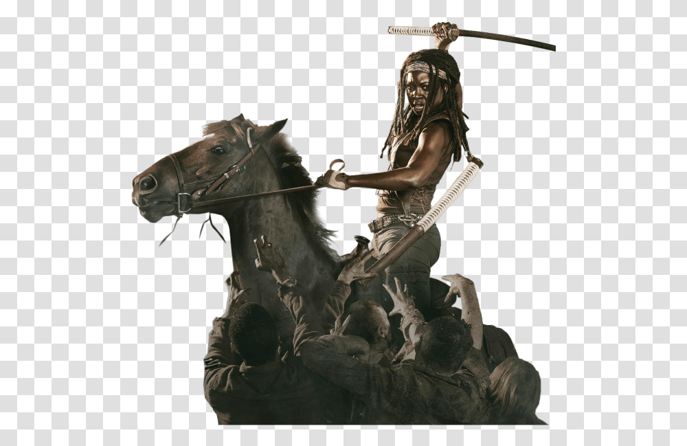 Walking Dead Michonne, Statue, Sculpture, Person Transparent Png
