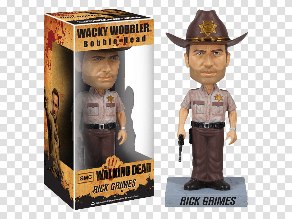 Walking Dead Rick Grimes Bobble Head, Toy, Person, Figurine Transparent Png