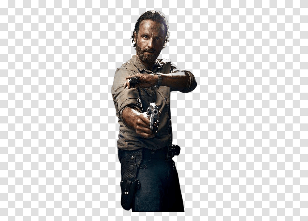Walking Dead Walking Dead Rick Grimes, Person, Weapon, Arm, Gun Transparent Png