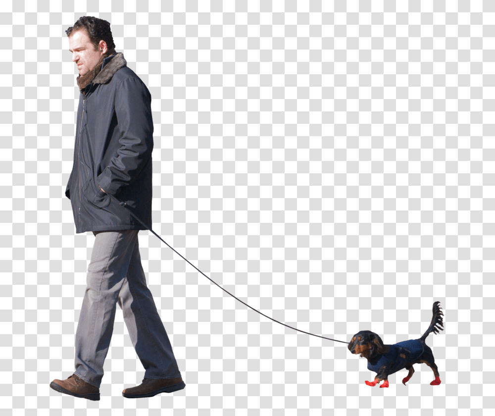 Walking Dog Man Walking Dog, Person, Shoe, Coat Transparent Png