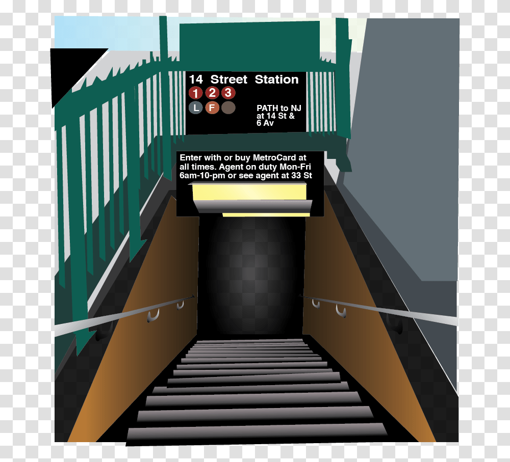 Walking Down Subway Stairs, Handrail, Banister, Train Station, Terminal Transparent Png