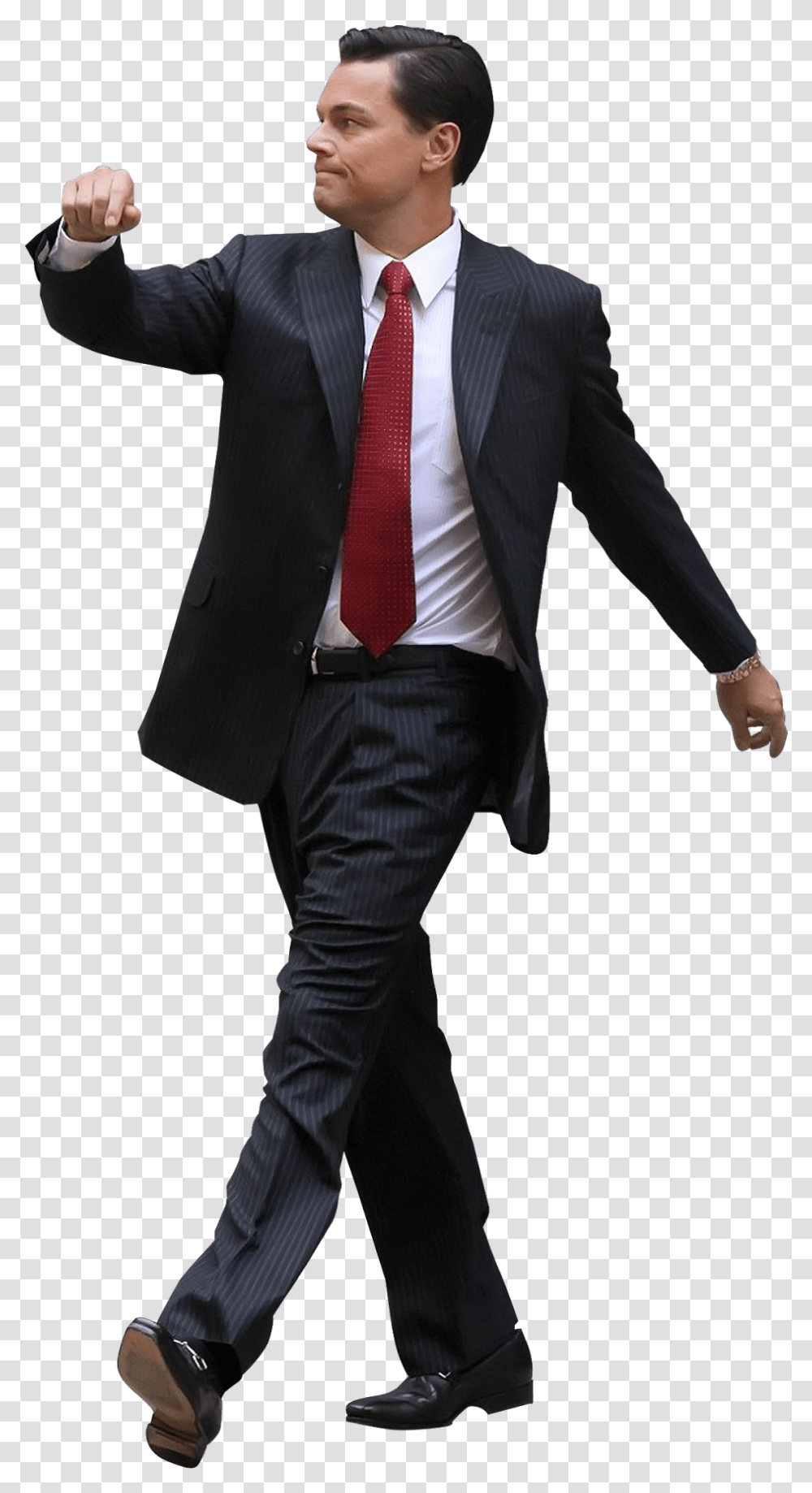 Walking Download Leonardo Dicaprio Background, Tie, Suit, Overcoat Transparent Png
