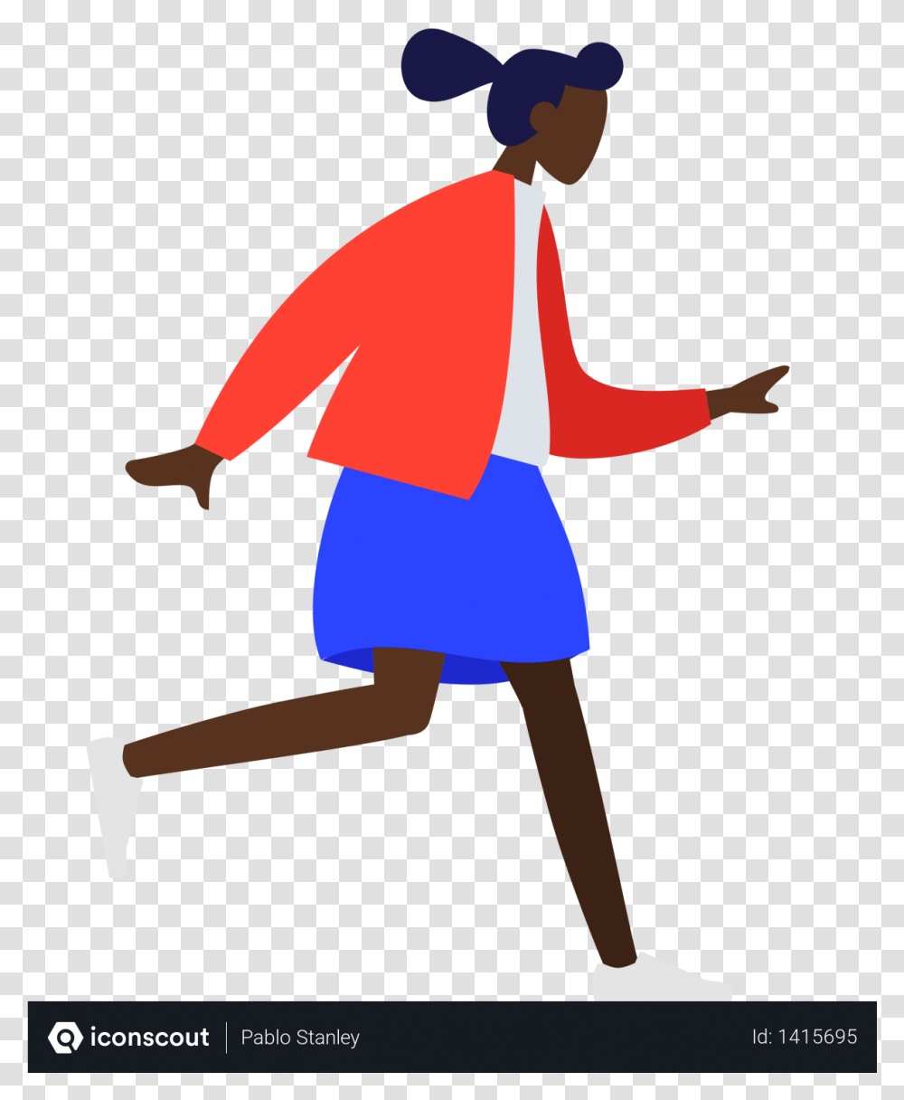 Walking Girl Illustration, Standing, Person, Female, Sleeve Transparent Png