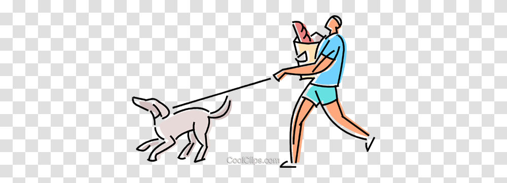 Walking His Dog With A Bag Of Groceries Royalty Free Vector Clip, Sport, Outdoors, Water, Hockey Transparent Png