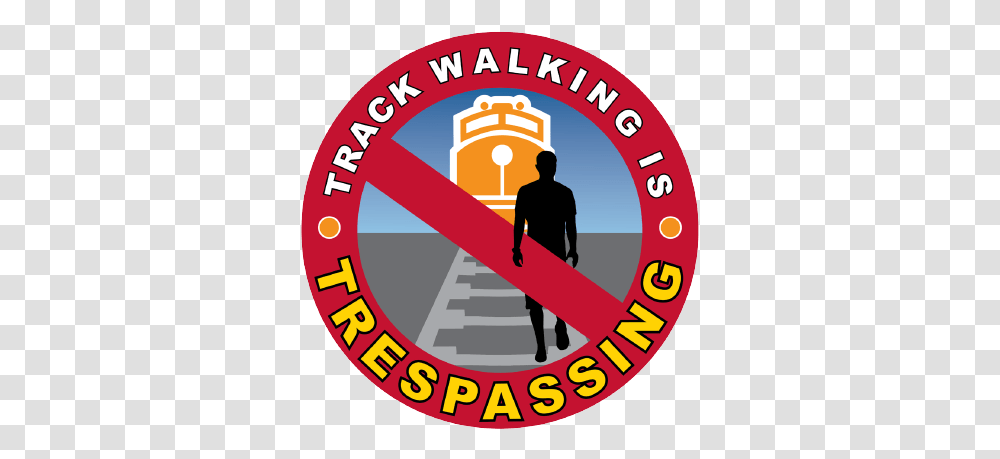 Walking On Railroad Tressels Sign, Person, Logo Transparent Png