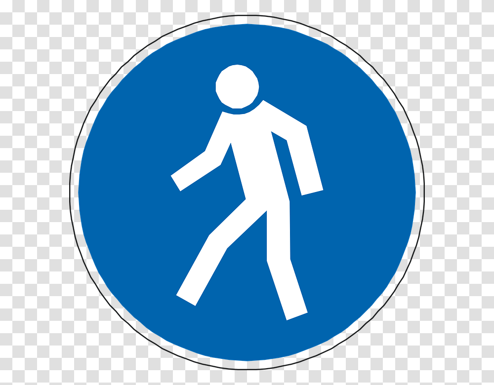Walking Pedestrian Passage Man Blue Walker Icone Piton, Sign, Road Sign, Hand Transparent Png