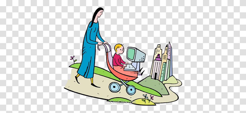 Walking The Baby Royalty Free Vector Clip Art Illustration, Washing, Cleaning, Car Wash, Transportation Transparent Png