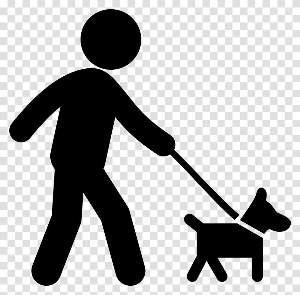 Walking With Dog Svg Icon Free Download Stick Walking The Dog Icon, Person, Human, Silhouette Transparent Png