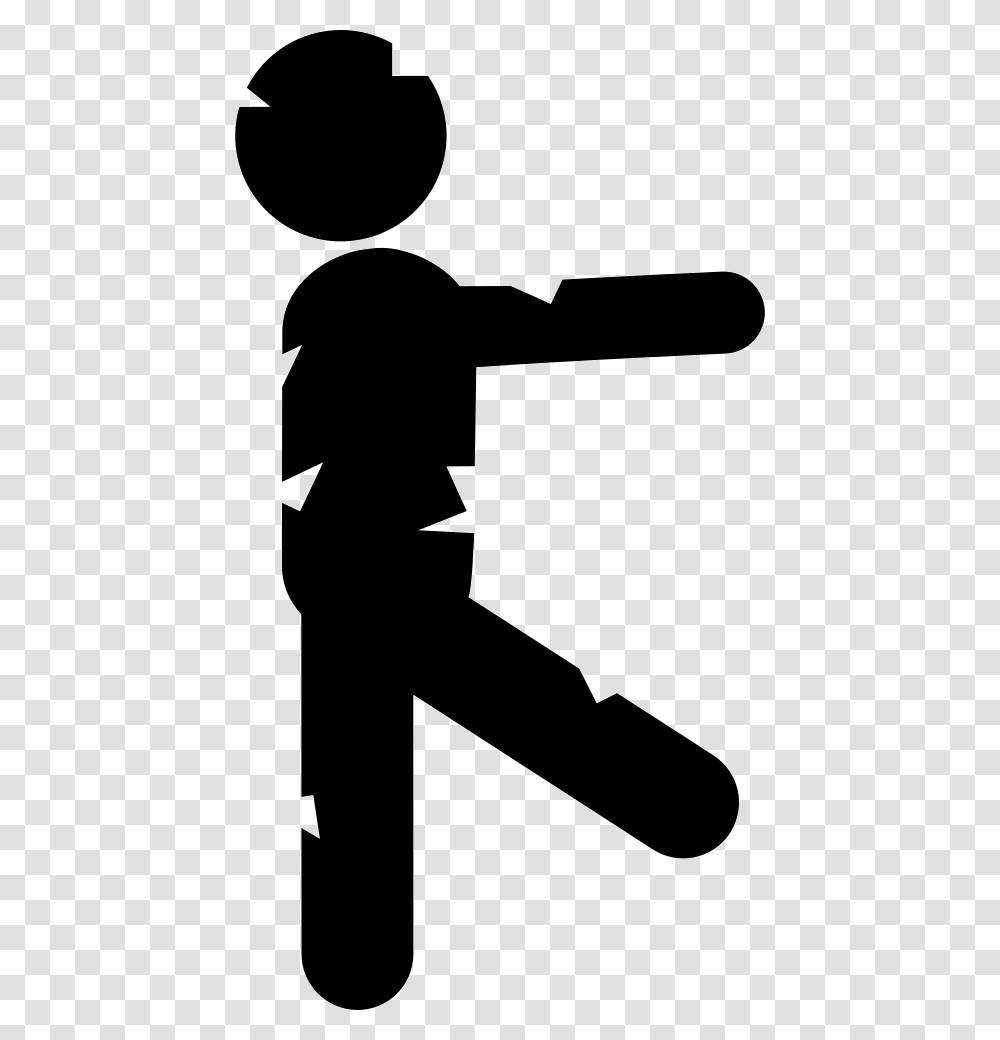 Walking Zombie Man Silhouette From Side View Icon Free, Hammer, Tool, Stencil, Ninja Transparent Png