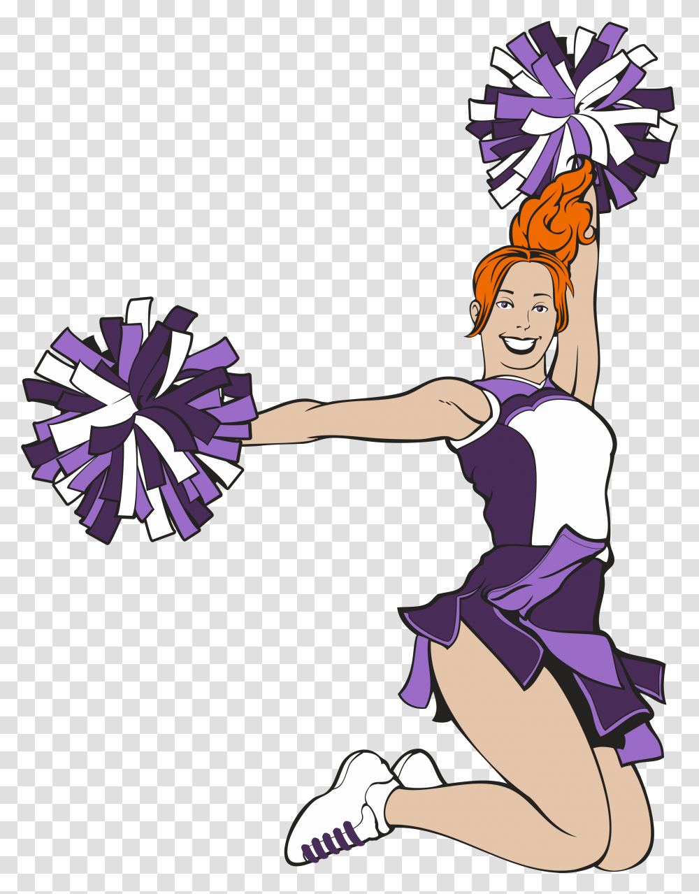 Wall Art Cheerleader Pom Poms Wall Decals Removable Repositionable, Person, Human, Purple, Dance Transparent Png