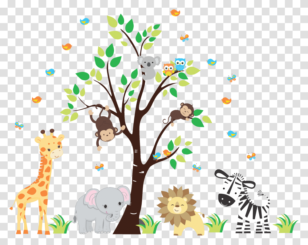 Wall Art Kids Animal Clipart, Giraffe, Mammal, Plant Transparent Png
