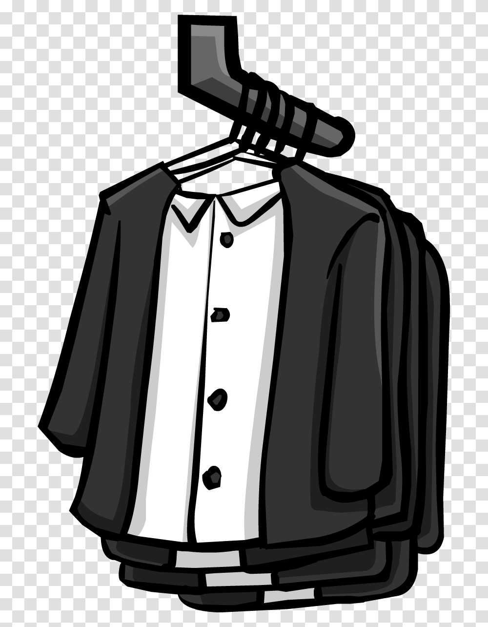 Wall Club Penguin Wiki Clothes In The Hanger Clipart Black Amp White, Shirt, Sleeve, Long Sleeve Transparent Png