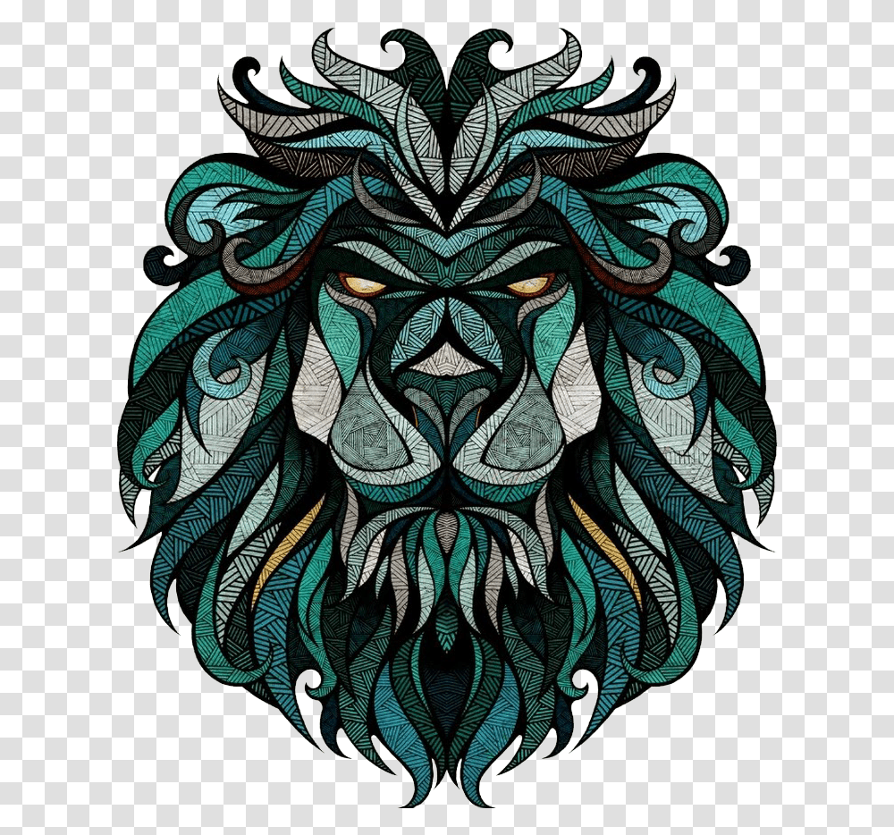 Wall Lion Decal Sticker Hq Image Free Clipart Art Cool Graphic Designs, Rug, Modern Art, Stained Glass, Pattern Transparent Png