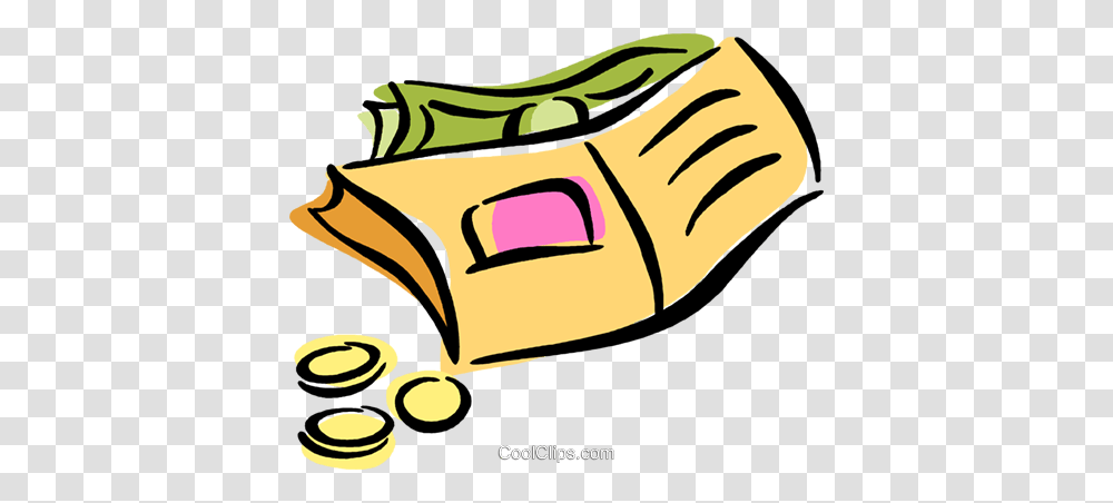Wallet With Money Royalty Free Vector Clip Art Illustration, Food, Plant, Scroll, Grain Transparent Png