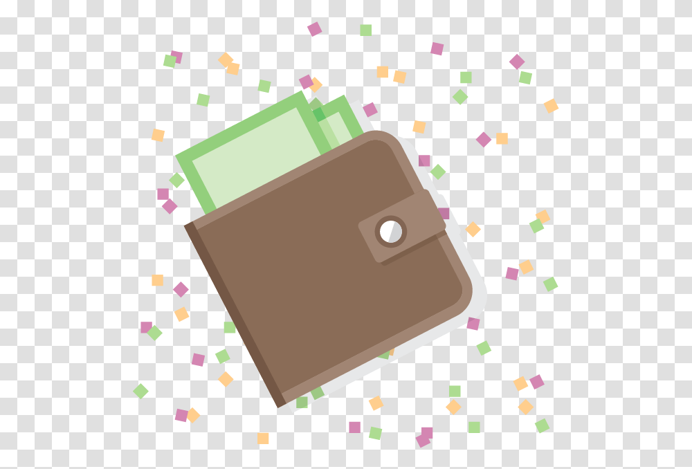 Wallet With New Year's Confetti In Background Portable Communications Device, Paper Transparent Png