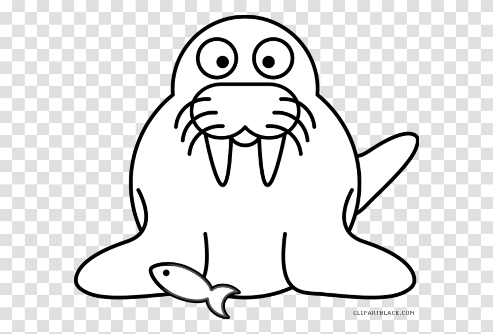 Walrus Clipart Black And White, Sea Life, Animal, Mammal Transparent Png