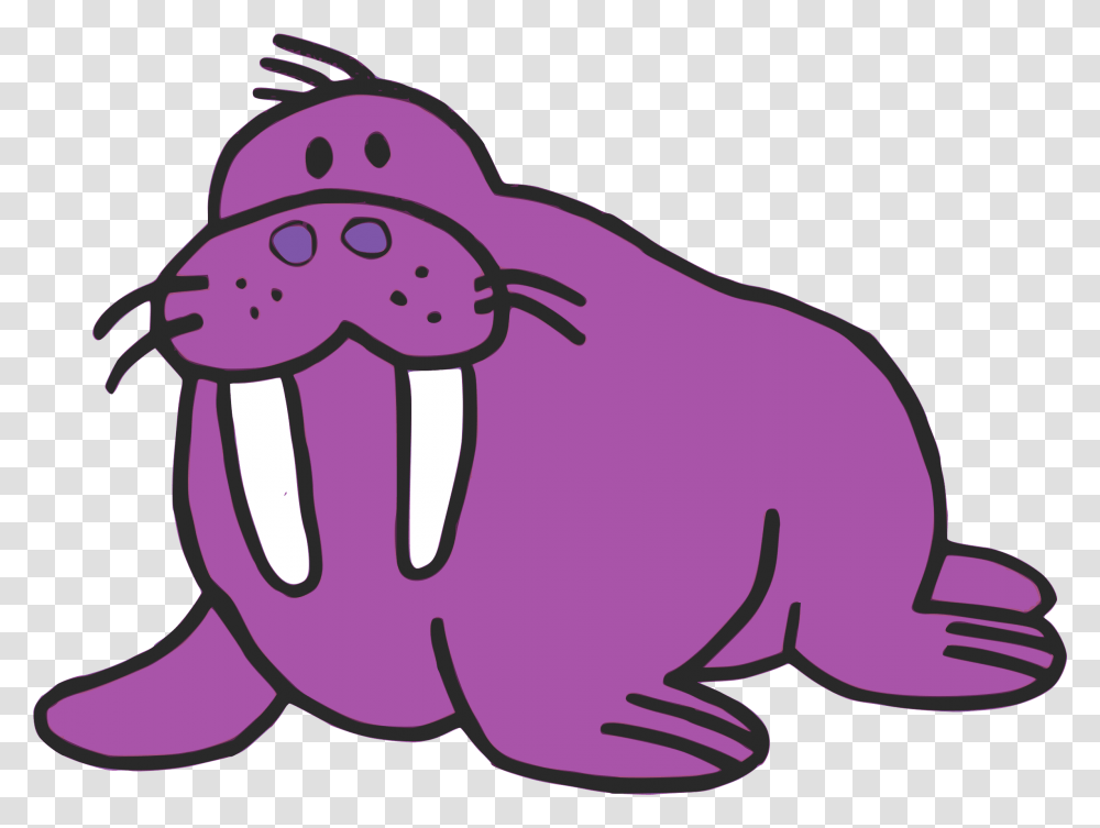 Walrus Sea Lion Drawing Clip Art Purple Walrus, Mammal, Animal, Sea Life Transparent Png