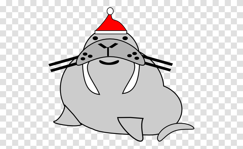 Walrus With Santa Hat, Animal, Snowman, Outdoors, Nature Transparent Png