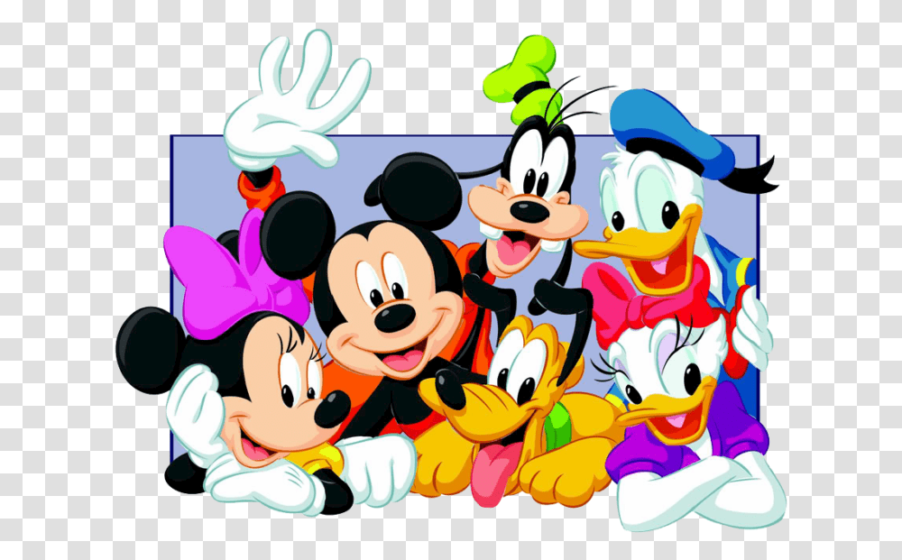 Walt Disney Cartoon Characters Mickey Mouse And Gang, Doodle, Drawing, Crowd Transparent Png