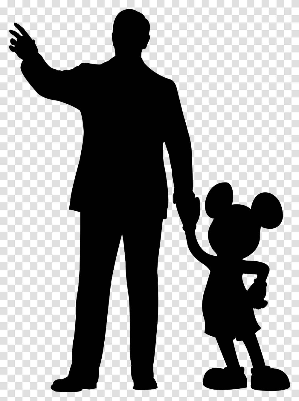 Walt Disney Mickey Mouse Silhouette Walt Disney And Mickey Mouse, Person, Human, People, Hand Transparent Png