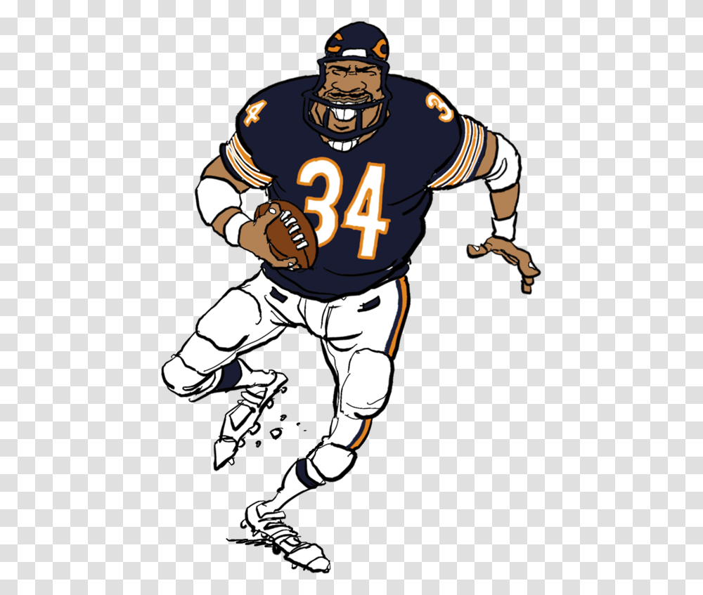 Walter Payton Faker S Guide To Chicago Bears Football Player Cartoon Chicago Bears, Person, Human, Apparel Transparent Png
