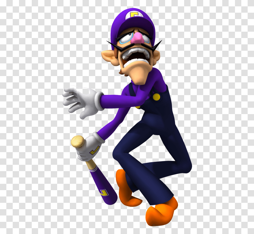 Waluigi Baseball Bat Clip Art Free Stock, Person, Human, Mascot, Super Mario Transparent Png