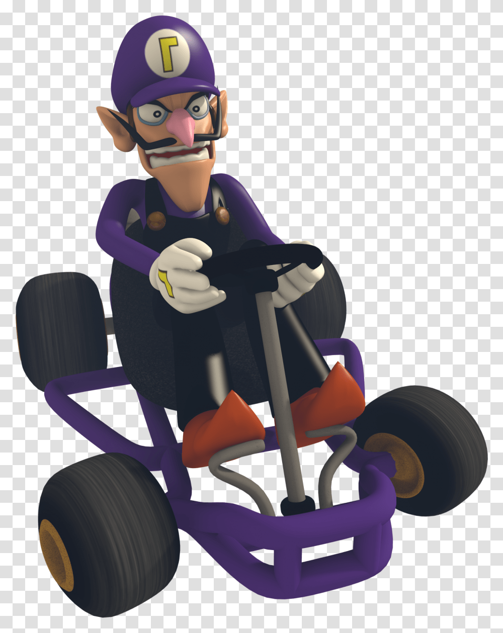 Waluigi From Mario Kart, Toy, Vehicle, Transportation, Person Transparent Png