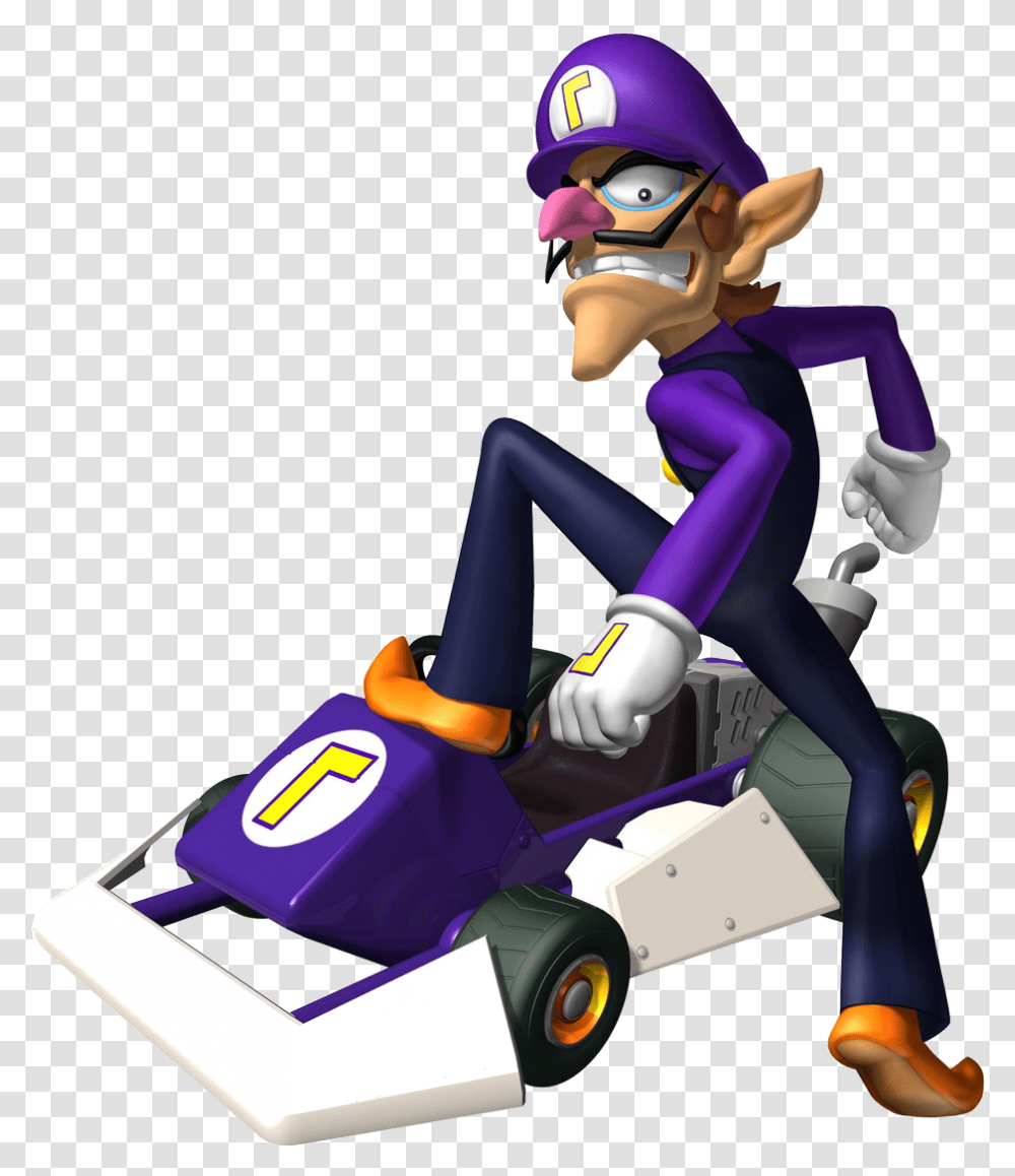 Waluigi From Mario Kart, Toy, Vehicle, Transportation, Person Transparent Png