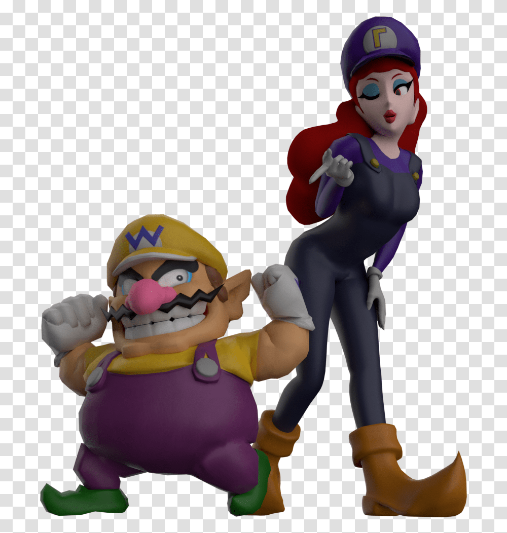 Waluigi, Person, Human, Figurine, Super Mario Transparent Png