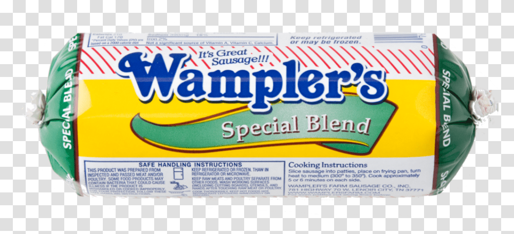Wamplers Special Blend Chub Wampler's Hot Sausage, Gum, Word, Food Transparent Png