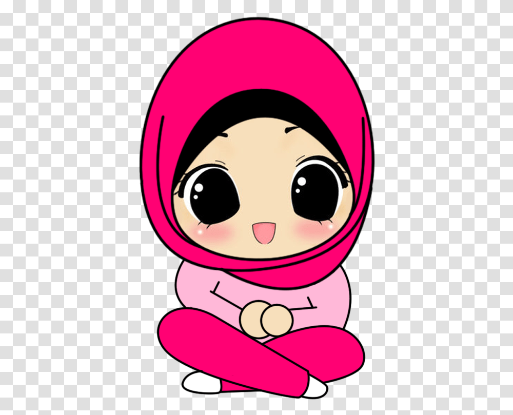 Wanita Hijabkartun Updated Their Cover Wanita Hijab Cartoon Hijab Pink, Apparel, Hood, Drawing Transparent Png