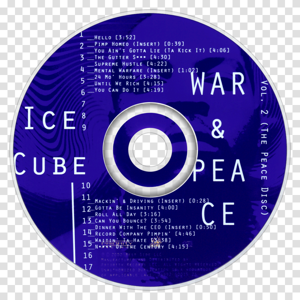 War Amp Peace Vol Ice Cube War And Peace Vol 2 Cd Transparent Png