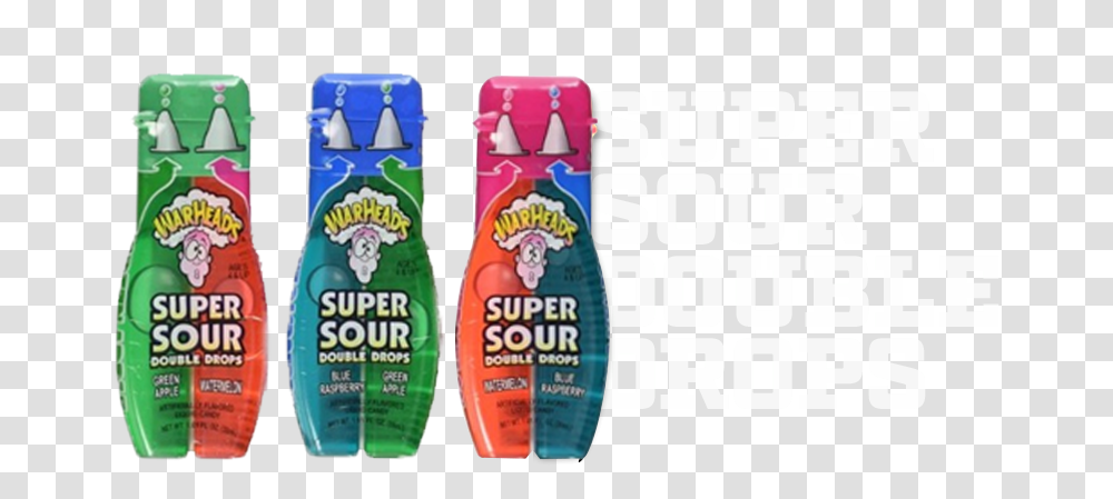 Warheads Super Sour Double Drops, Bottle, Label, Shampoo Transparent Png