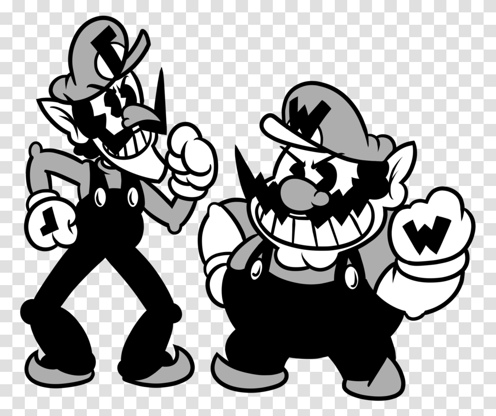 Wario Black And White, Stencil Transparent Png