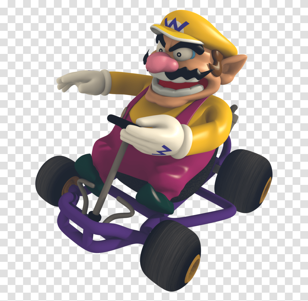Wario In Mario Kart, Toy, Vehicle, Transportation, Super Mario Transparent Png