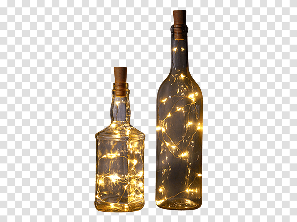 Warm Cork String Lights Glass Bottle, Beverage, Drink, Alcohol, Liquor Transparent Png