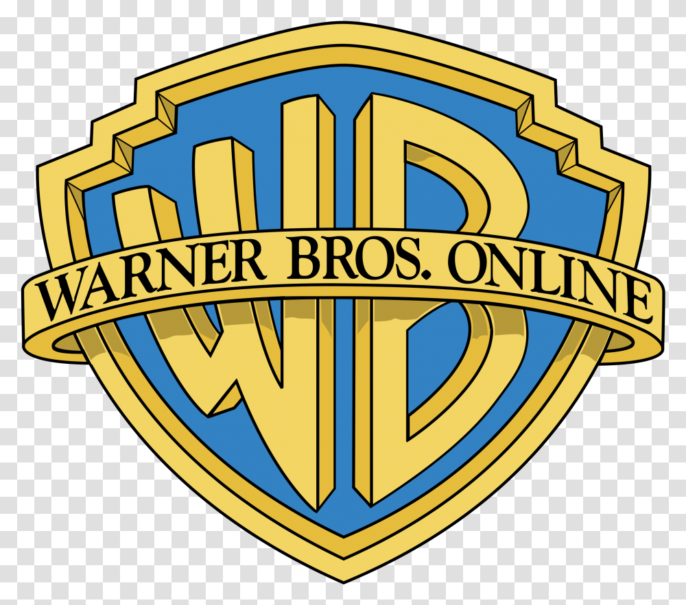 Warner Bros Online Logo Warner Bros Logo White, Trademark, Badge, Bulldozer Transparent Png