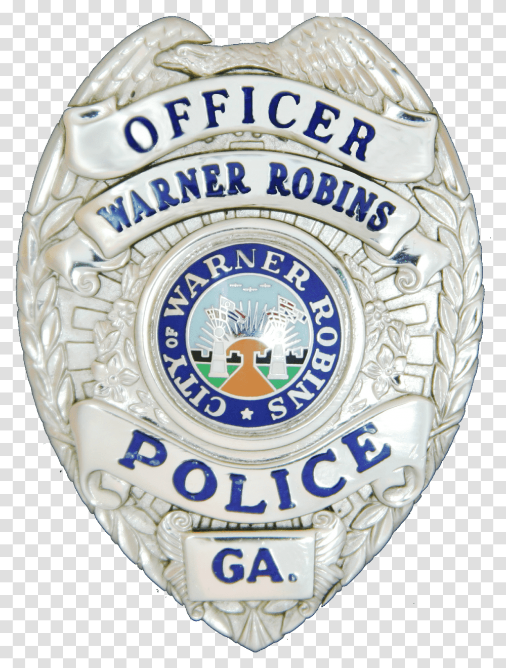 Warner Robins Police Badge Emblem, Logo, Trademark, Wristwatch Transparent Png