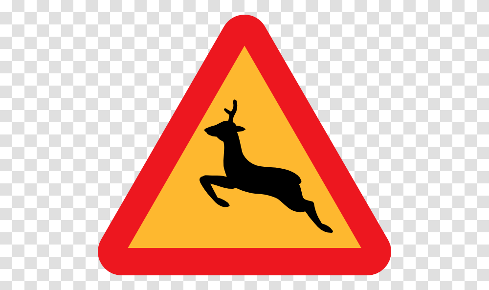 Warning Deer Road Sign Clip Art Free Vector, Antelope, Wildlife, Mammal Transparent Png