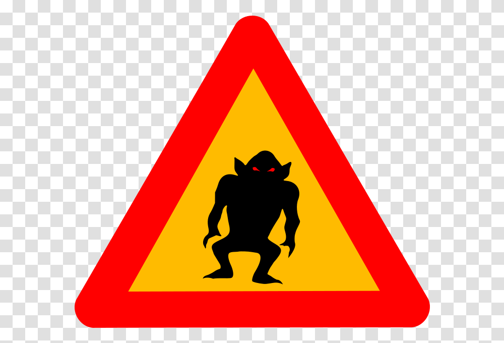 Warning Monster Warning Sign, Road Sign, Triangle, Cat Transparent Png