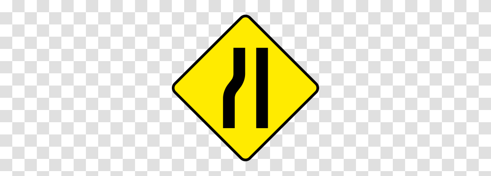 Warning Signroad Narrows, Road Sign, Stopsign Transparent Png