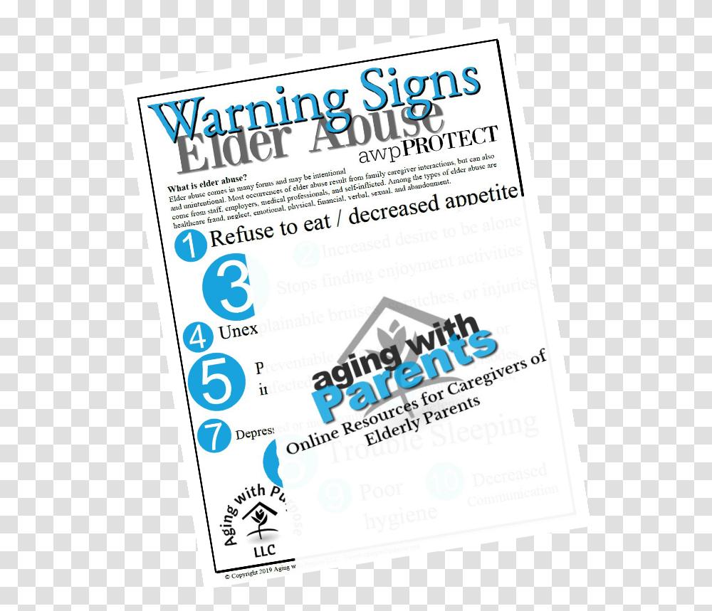 Warning Signs Of Elder Abuse Poster, Advertisement, Flyer, Paper, Brochure Transparent Png