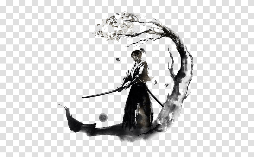 Warrior Bushido Samurai Ink Japan Drawing Clipart, Person, Poster, Advertisement, Vehicle Transparent Png