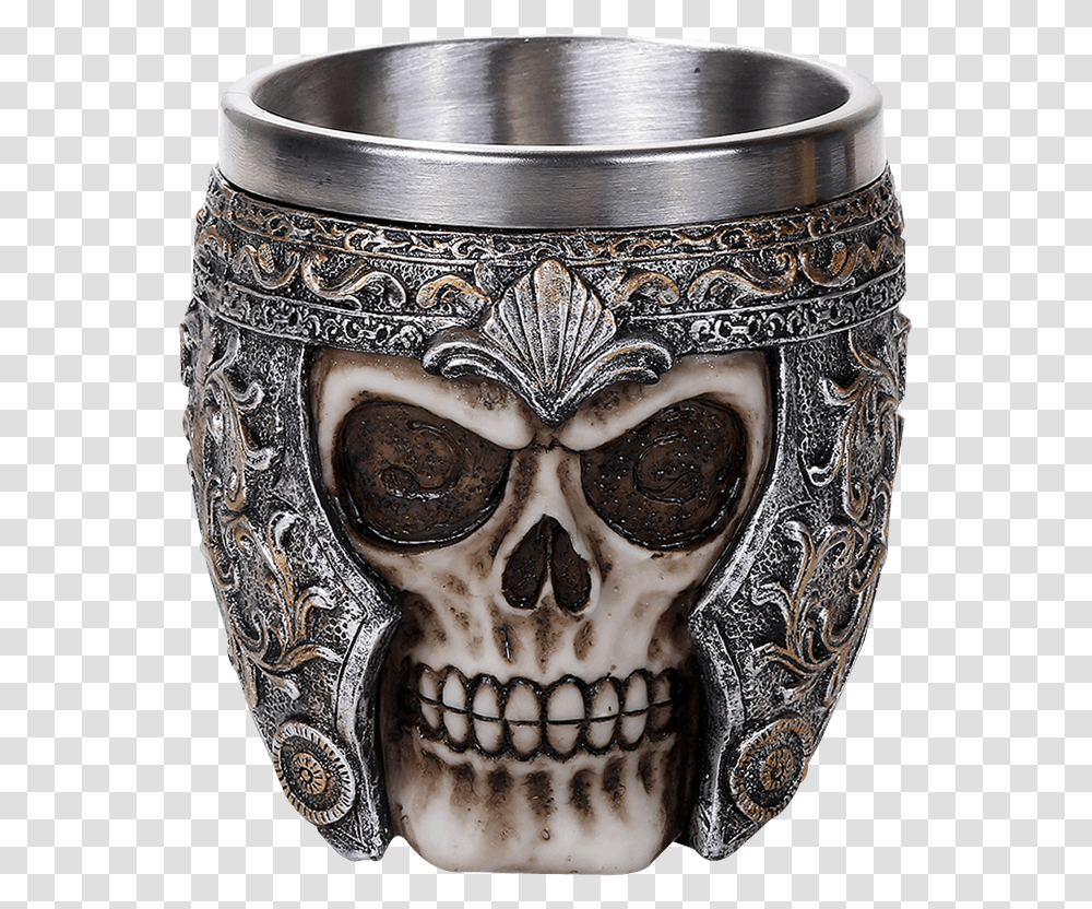 Warrior Skull Cup Mug, Glass, Goblet, Tattoo, Skin Transparent Png