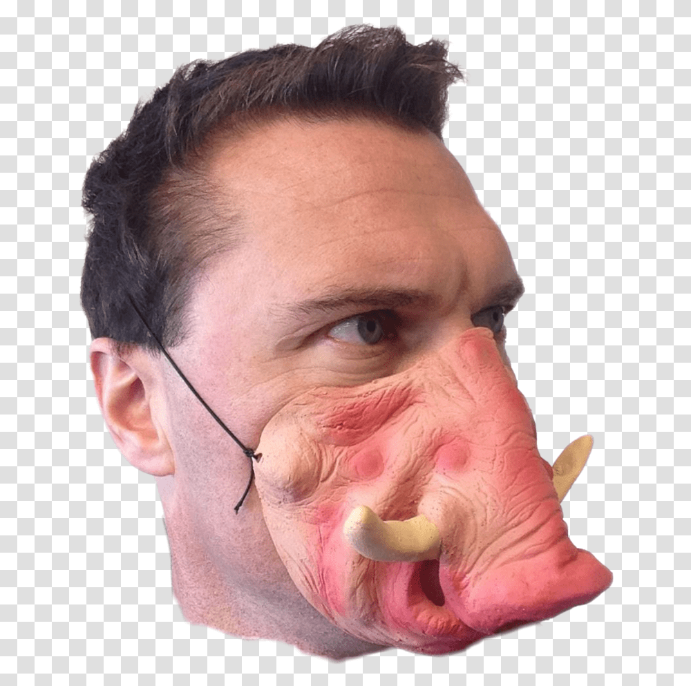Warthog Half Face Mask Warthog Face Mask, Person, Human, Head, Finger Transparent Png