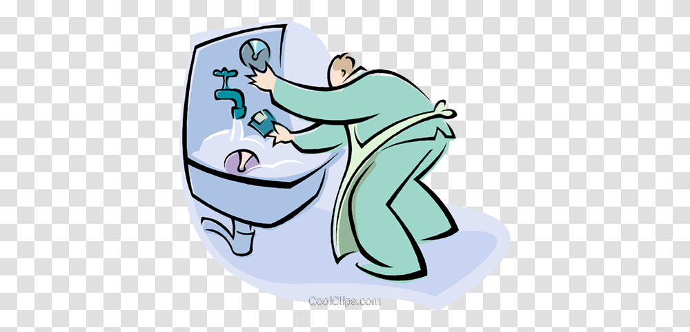 Washing Dishes Royalty Free Vector Clip Art Illustration, Painting, Doctor, Kneeling Transparent Png