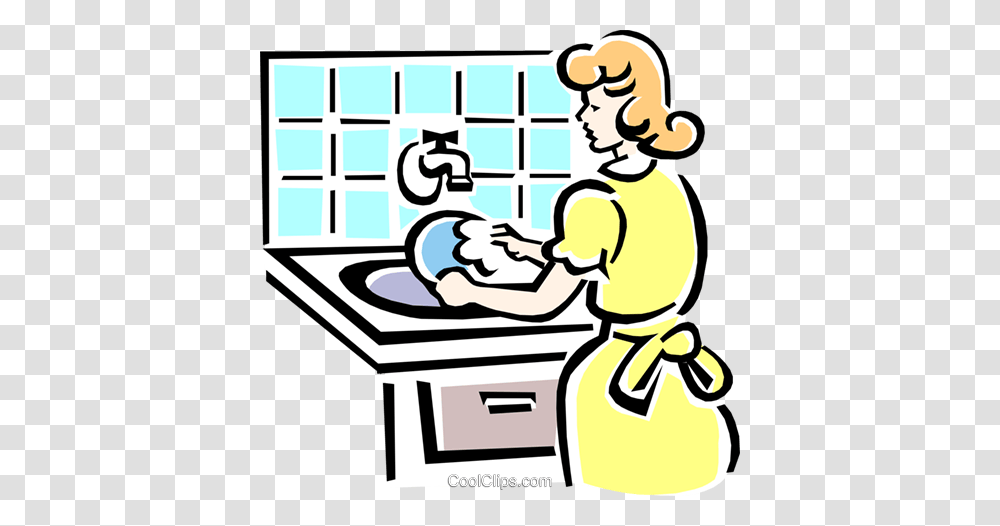 Washing Dishes Royalty Free Vector Clip Art Illustration, Word, Female, Scale Transparent Png