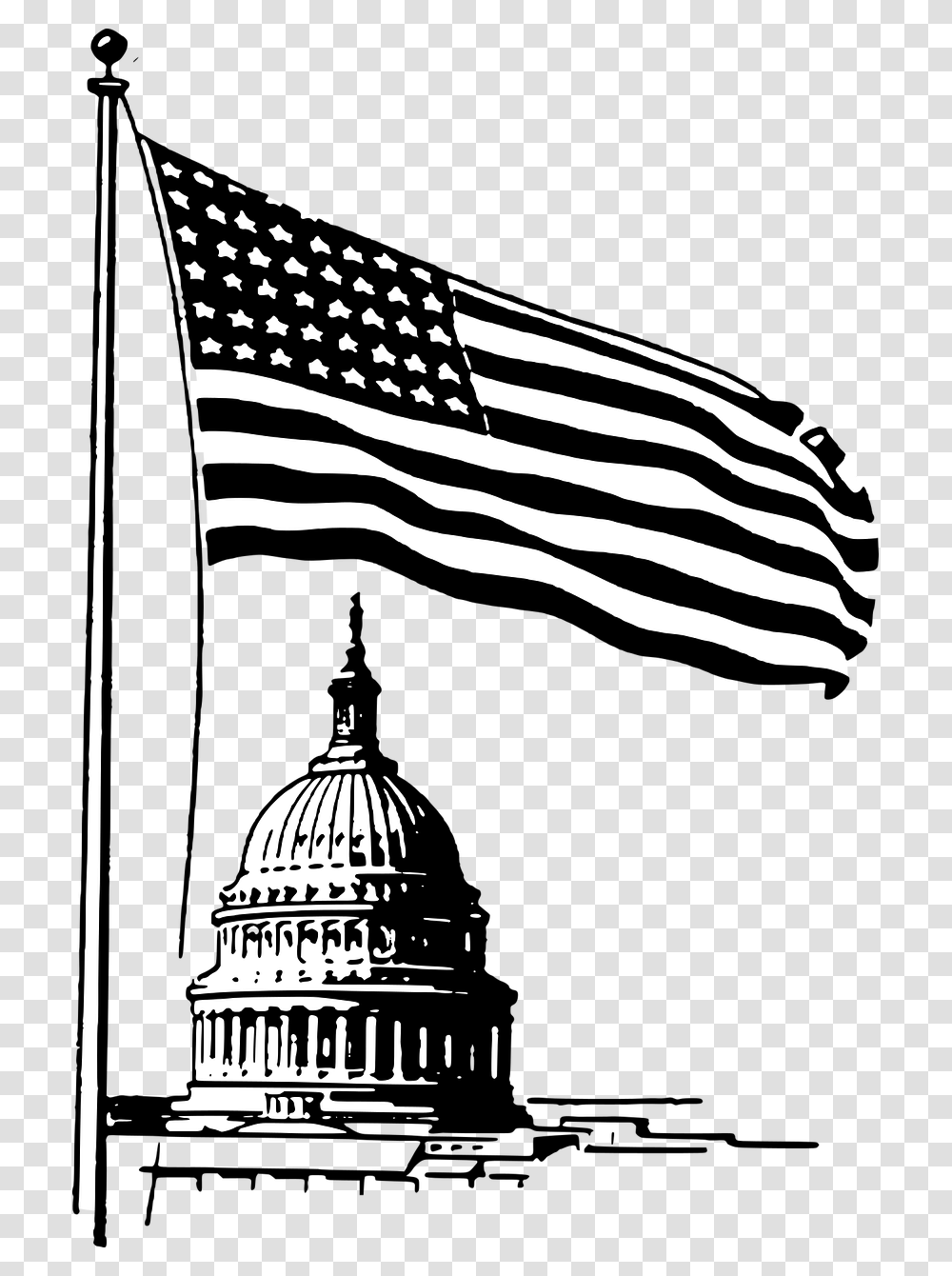 Washington Dc Art Black And White, Flag, American Flag Transparent Png